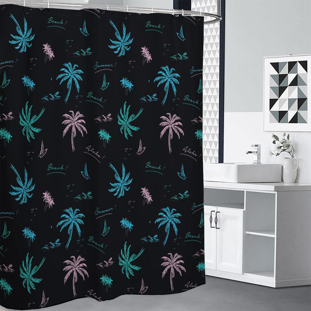 Palm Tree Summer Beach Pattern Print Premium Shower Curtain