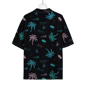 Palm Tree Summer Beach Pattern Print Rayon Hawaiian Shirt