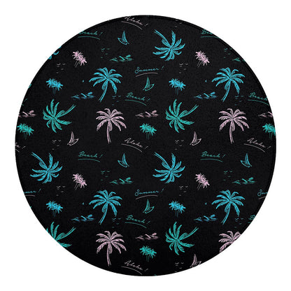 Palm Tree Summer Beach Pattern Print Round Blanket
