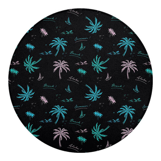 Palm Tree Summer Beach Pattern Print Round Blanket