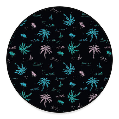 Palm Tree Summer Beach Pattern Print Round Floor Mat