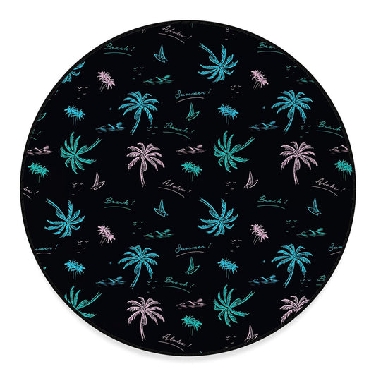 Palm Tree Summer Beach Pattern Print Round Floor Mat