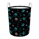 Palm Tree Summer Beach Pattern Print Round Laundry Basket