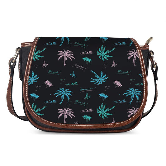 Palm Tree Summer Beach Pattern Print Saddle Bag