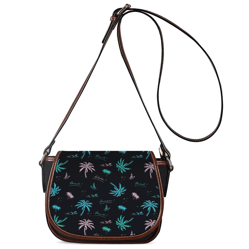 Palm Tree Summer Beach Pattern Print Saddle Bag
