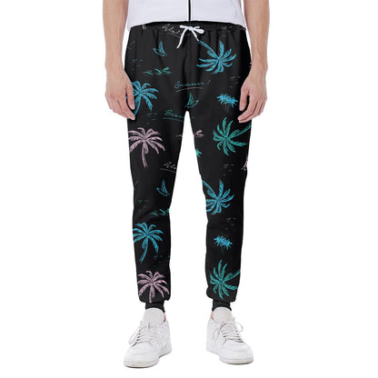 Palm Tree Summer Beach Pattern Print Scuba Joggers