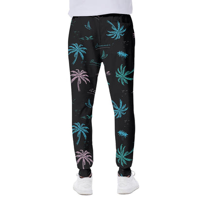 Palm Tree Summer Beach Pattern Print Scuba Joggers