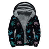 Palm Tree Summer Beach Pattern Print Sherpa Lined Zip Up Hoodie