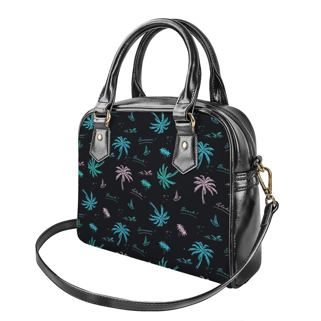 Palm Tree Summer Beach Pattern Print Shoulder Handbag