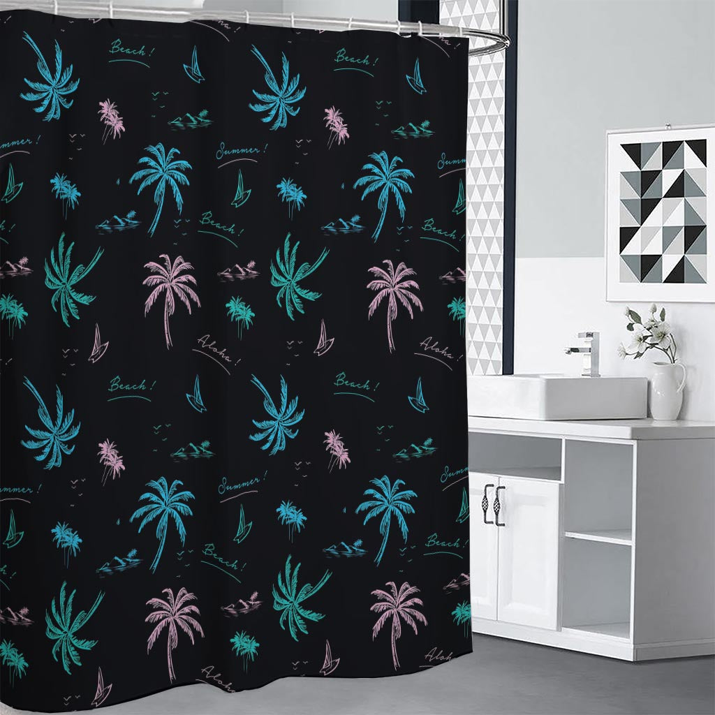 Palm Tree Summer Beach Pattern Print Shower Curtain