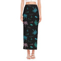 Palm Tree Summer Beach Pattern Print Side Slit Maxi Skirt