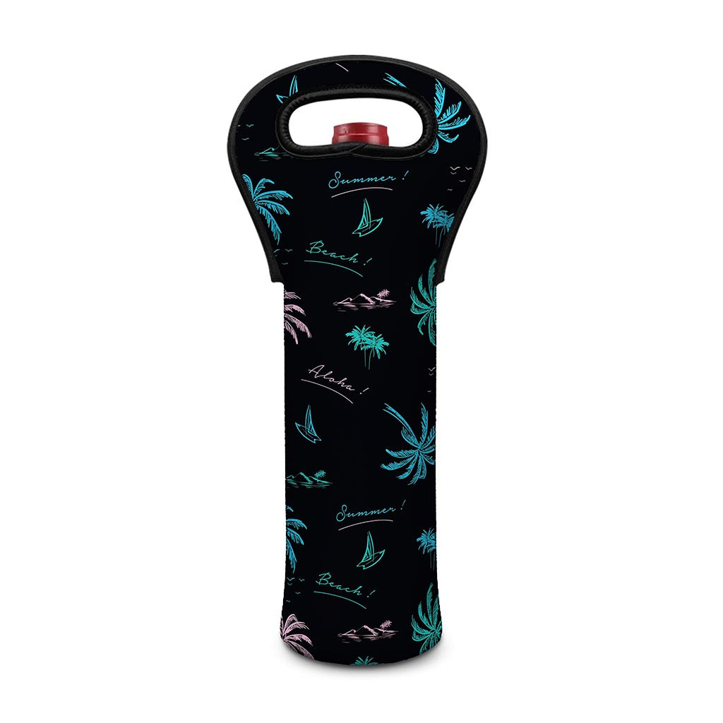 Palm Tree Summer Beach Pattern Print Single Neoprene Wine Tote