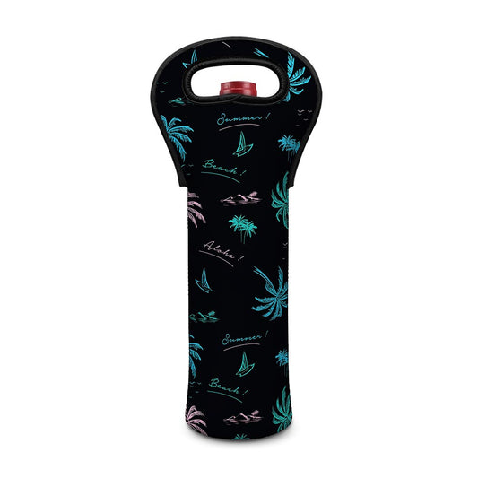 Palm Tree Summer Beach Pattern Print Single Neoprene Wine Tote