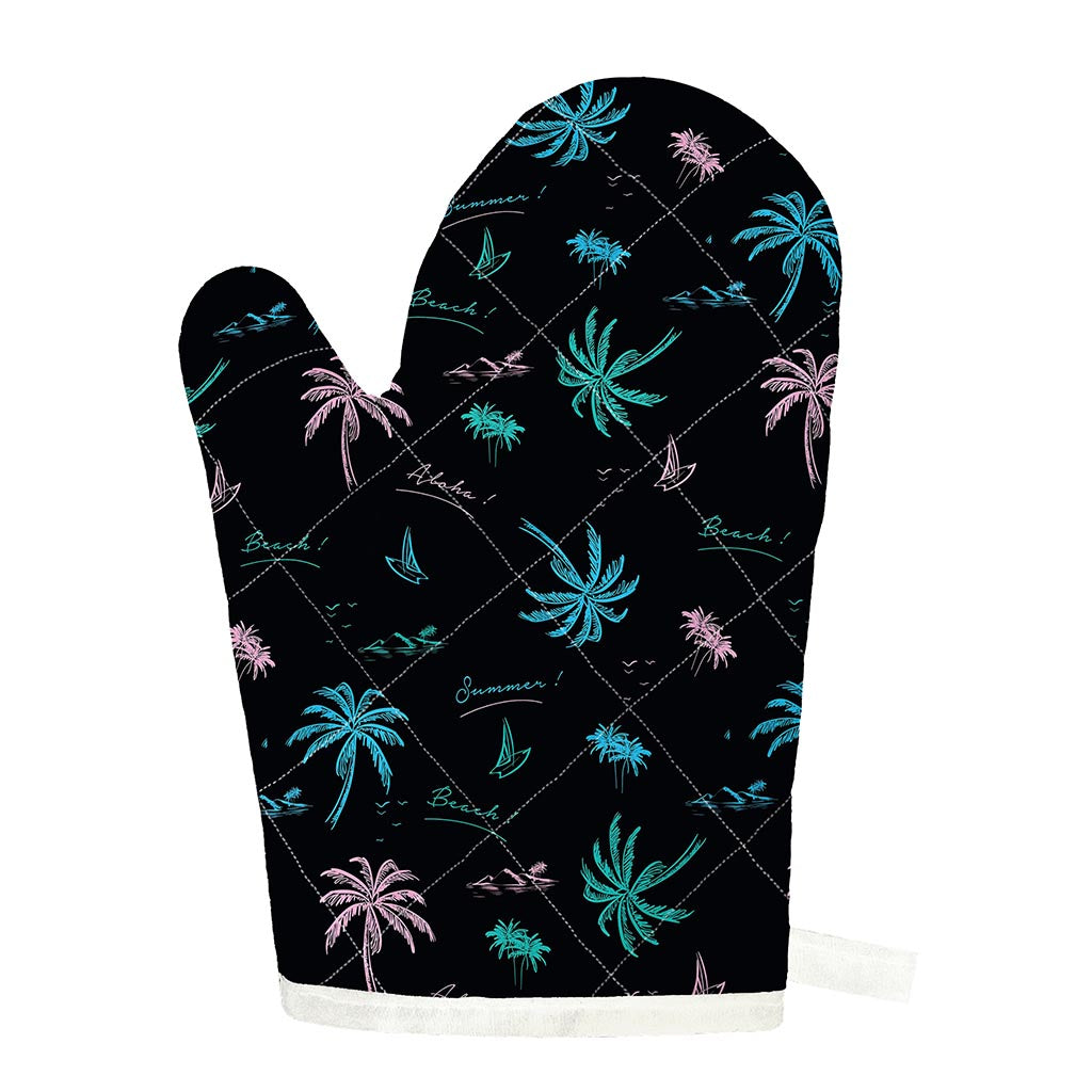 Palm Tree Summer Beach Pattern Print Single Oven Mitt