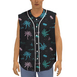 Palm Tree Summer Beach Pattern Print Sleeveless Baseball Jersey