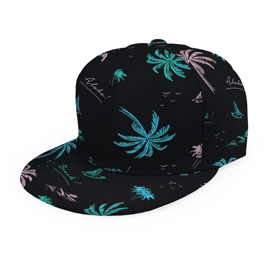 Palm Tree Summer Beach Pattern Print Snapback Cap