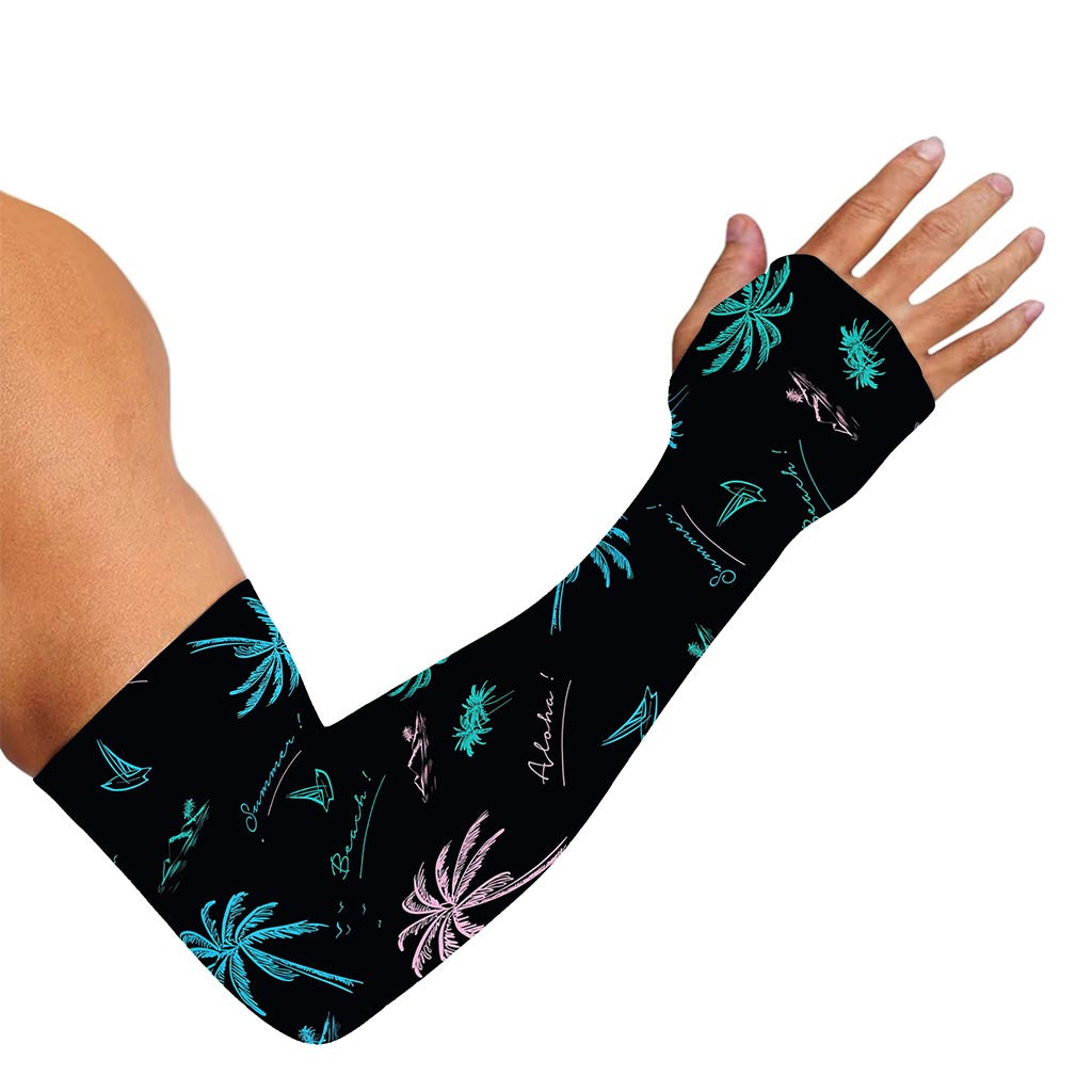 Palm Tree Summer Beach Pattern Print Sun Protection Arm Sleeves