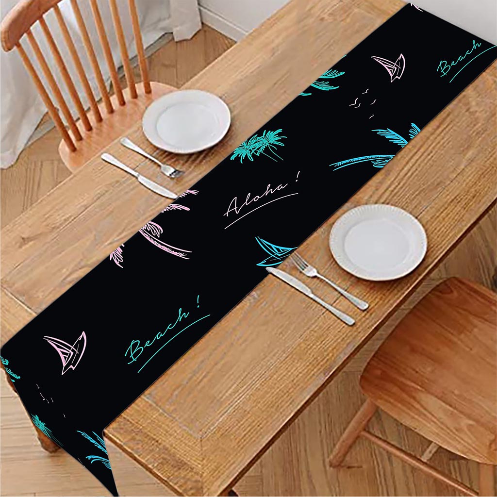 Palm Tree Summer Beach Pattern Print Table Runner