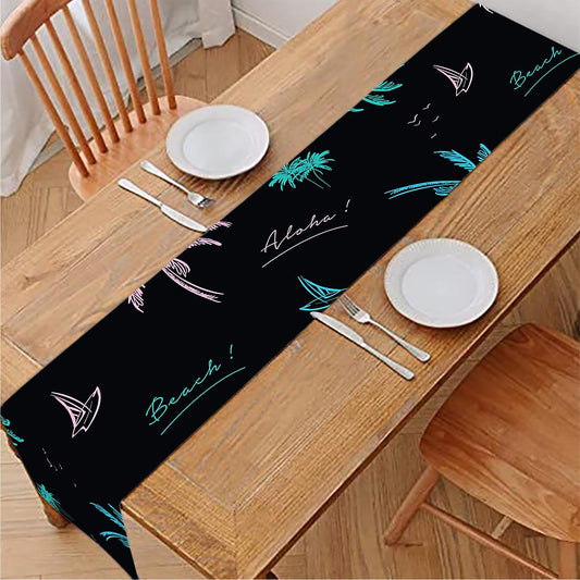 Palm Tree Summer Beach Pattern Print Table Runner