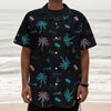 Palm Tree Summer Beach Pattern Print Textured Short Sleeve Shirt