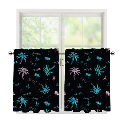 Palm Tree Summer Beach Pattern Print Tier Curtains