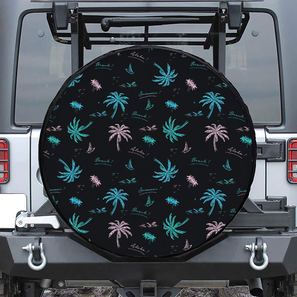 Palm Tree Summer Beach Pattern Print Tire Cover