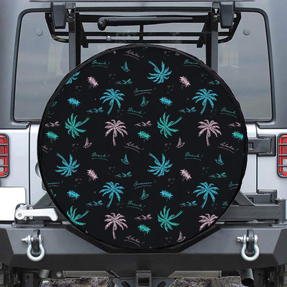 Palm Tree Summer Beach Pattern Print Tire Cover
