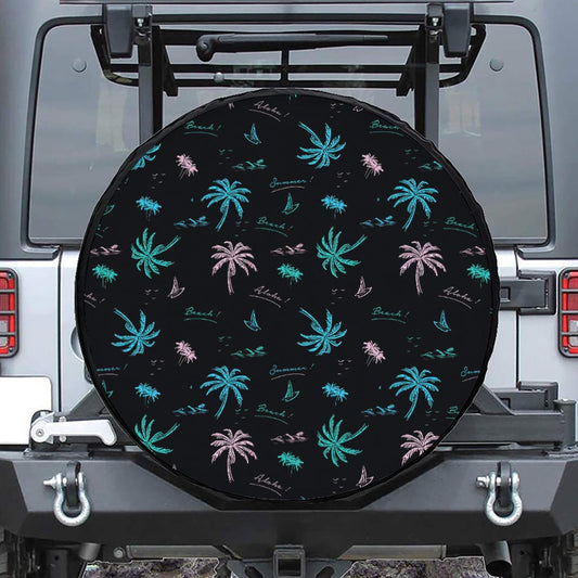 Palm Tree Summer Beach Pattern Print Tire Cover