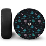 Palm Tree Summer Beach Pattern Print Tire Cover With Camera Hole