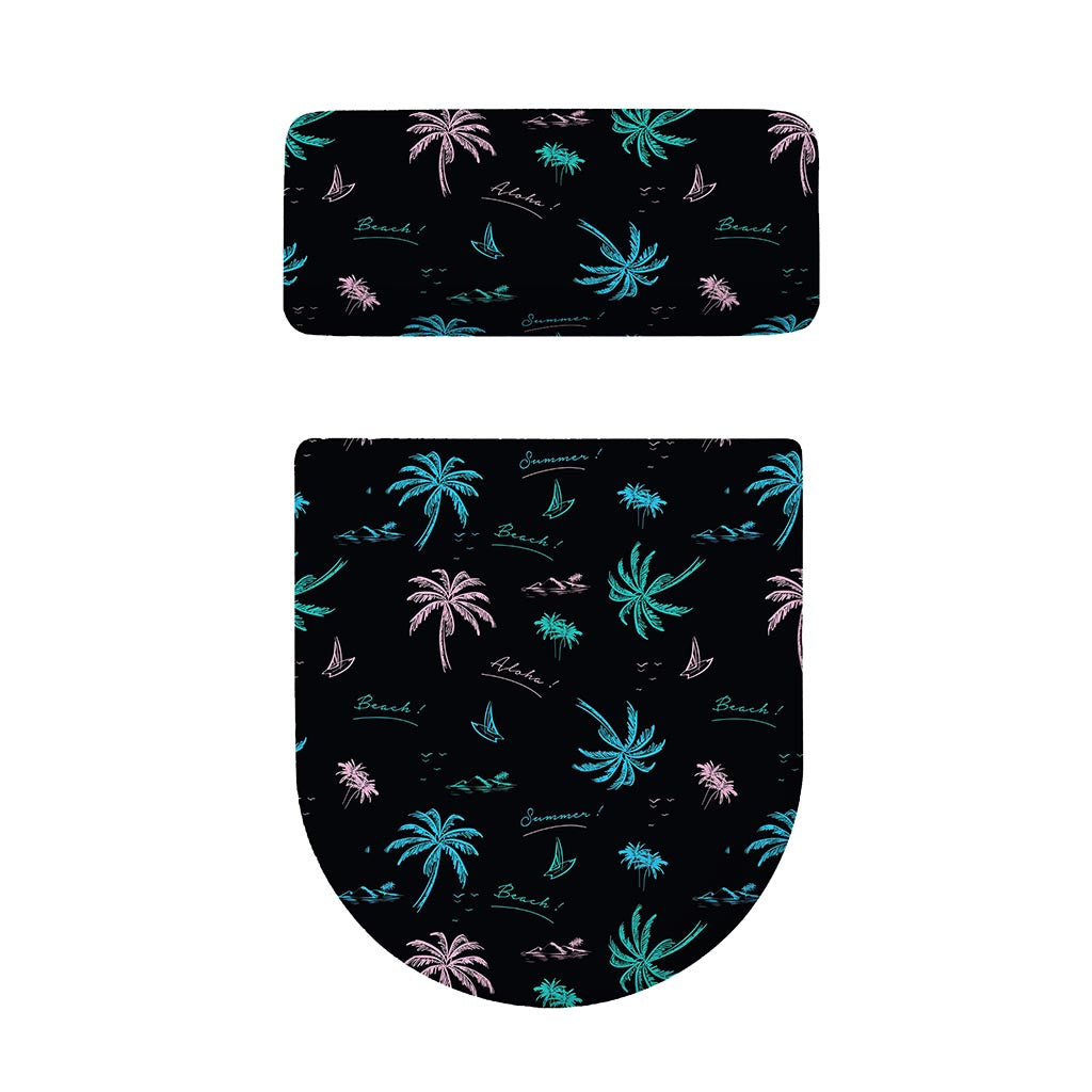 Palm Tree Summer Beach Pattern Print Toilet Lid And Tank Cover Set