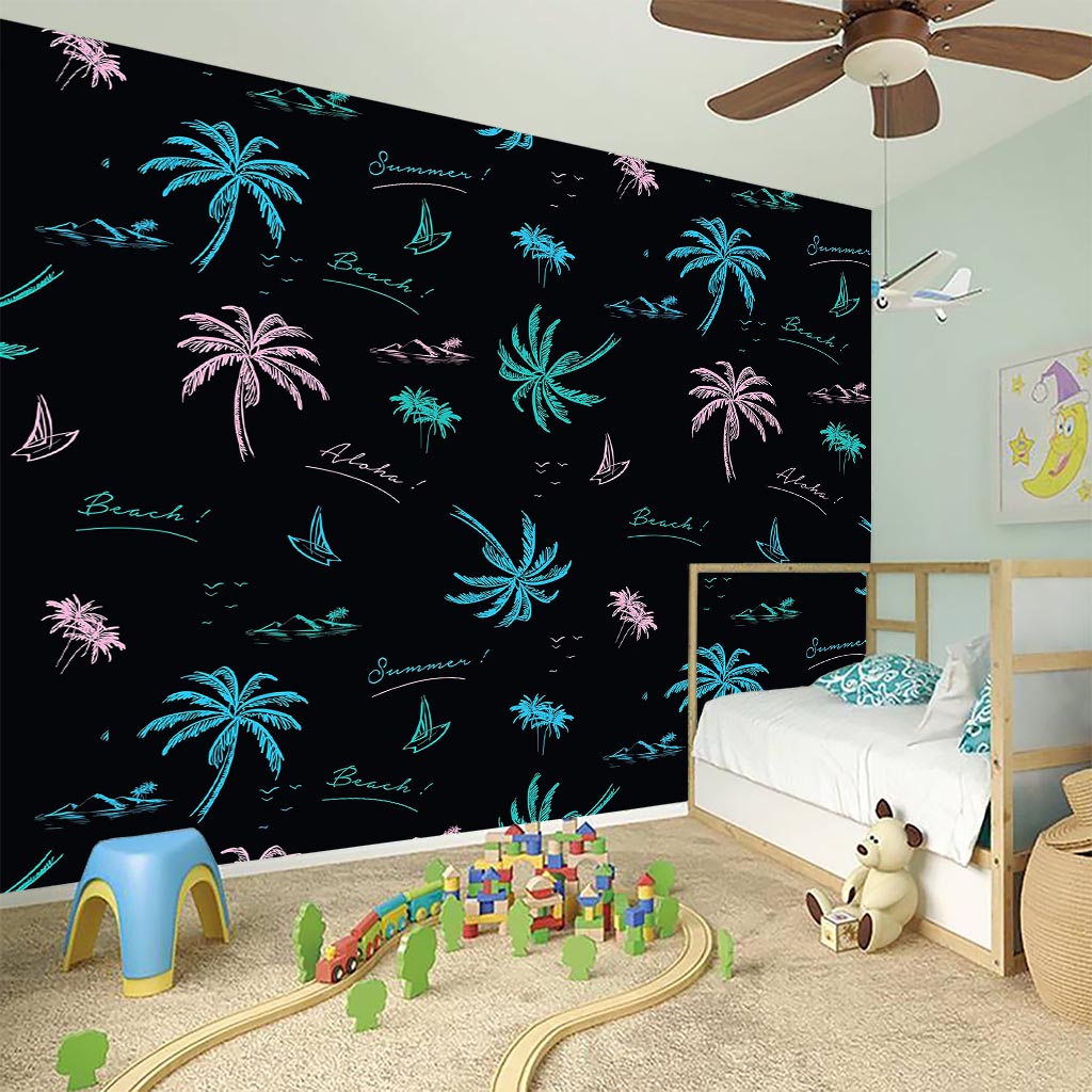 Palm Tree Summer Beach Pattern Print Wall Sticker