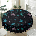 Palm Tree Summer Beach Pattern Print Waterproof Round Tablecloth