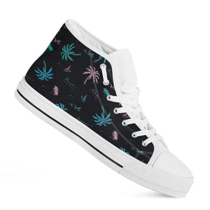 Palm Tree Summer Beach Pattern Print White High Top Sneakers