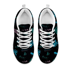 Palm Tree Summer Beach Pattern Print White Running Shoes