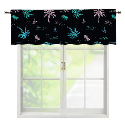 Palm Tree Summer Beach Pattern Print Window Valance