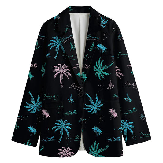 Palm Tree Summer Beach Pattern Print Women's Blazer