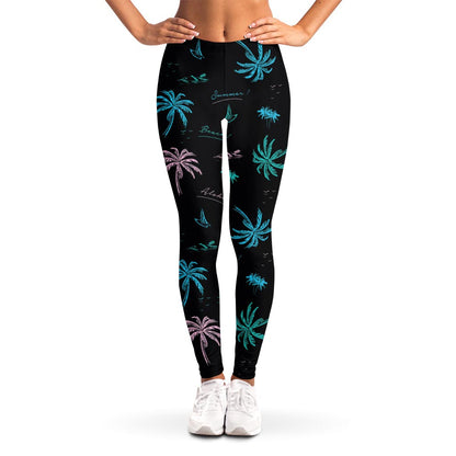 Palm Tree Summer Beach Pattern Print Women's Leggings