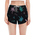 Palm Tree Summer Beach Pattern Print Women's Split Running Shorts