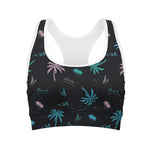 Palm Tree Summer Beach Pattern Print Women's Sports Bra
