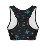 Palm Tree Summer Beach Pattern Print Women's Sports Bra