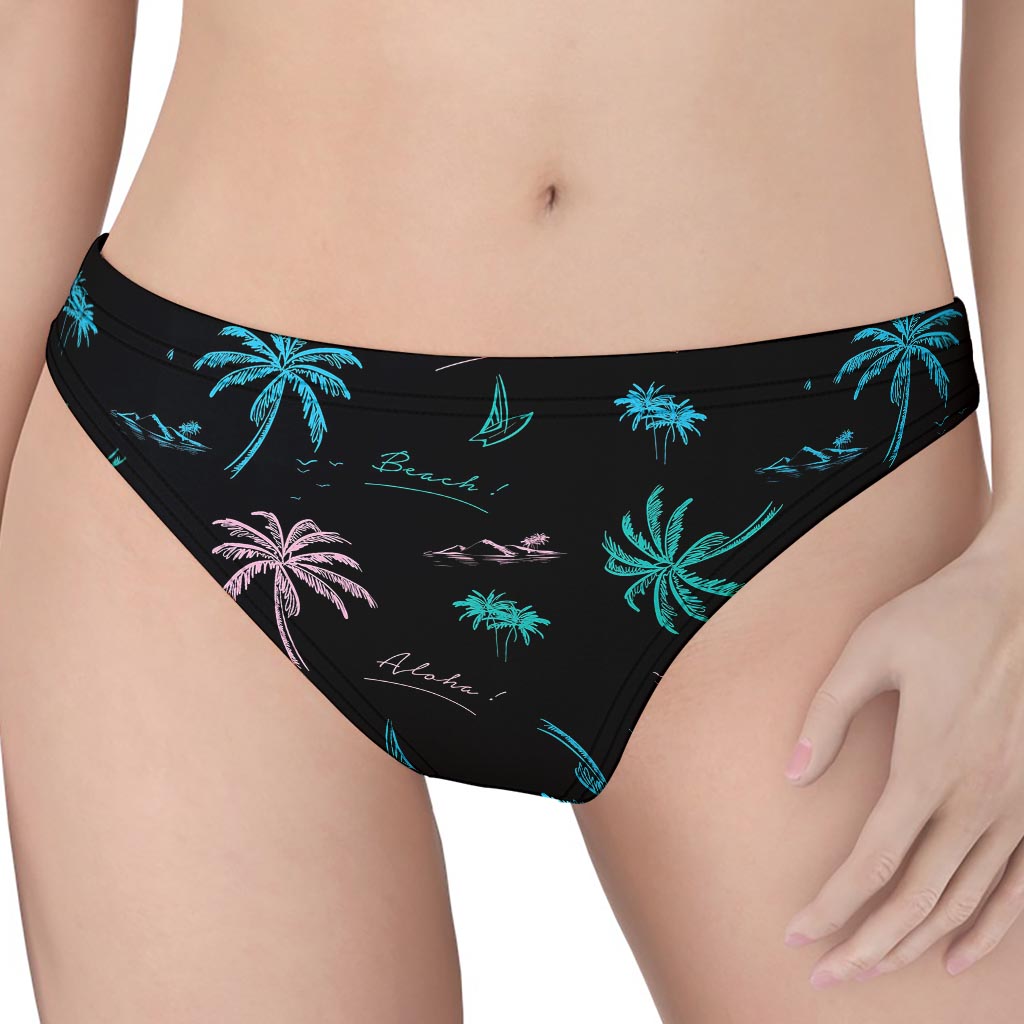 Palm Tree Summer Beach Pattern Print Women's Thong