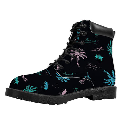 Palm Tree Summer Beach Pattern Print Work Boots