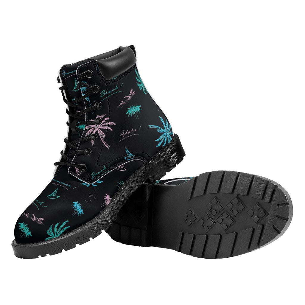 Palm Tree Summer Beach Pattern Print Work Boots