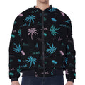 Palm Tree Summer Beach Pattern Print Zip Sleeve Bomber Jacket