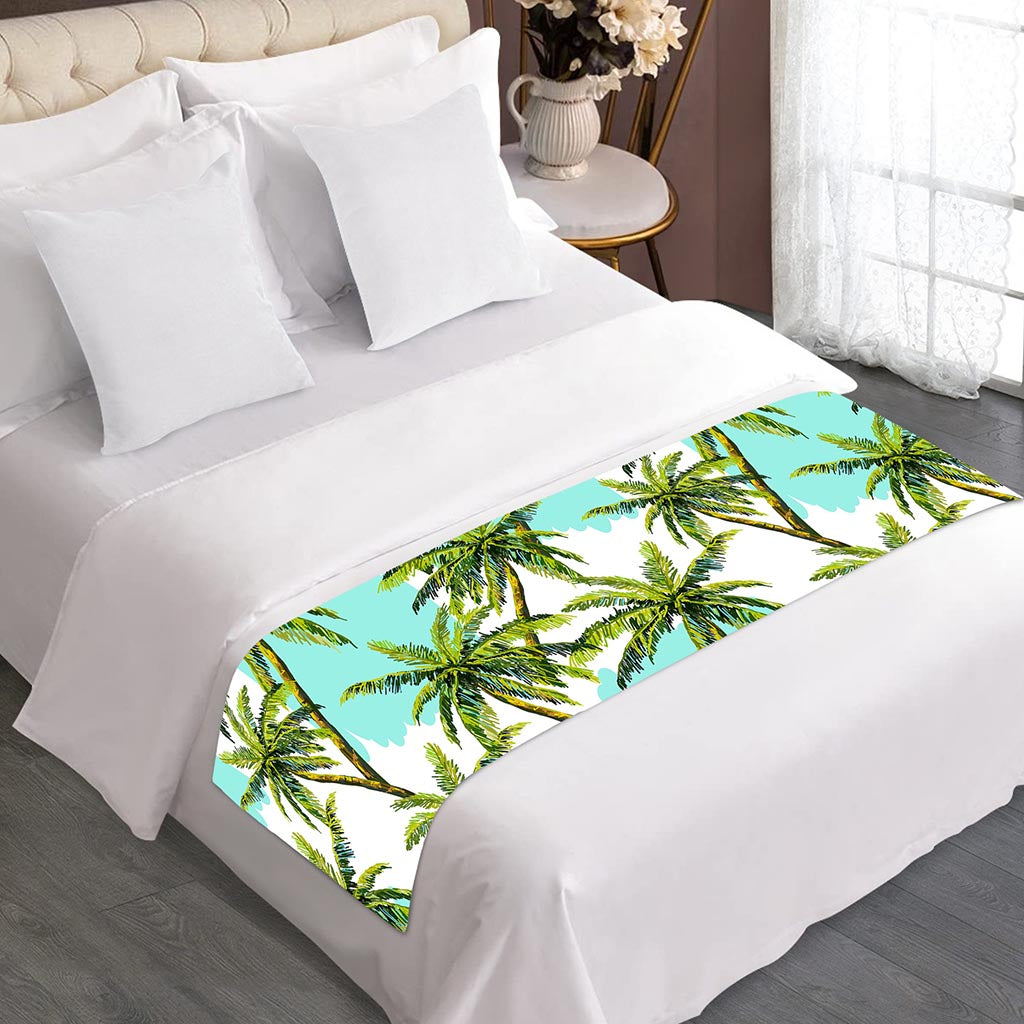 Palm Tree Tropical Pattern Print Bed Runner