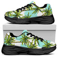 Palm Tree Tropical Pattern Print Black Chunky Shoes