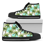 Palm Tree Tropical Pattern Print Black High Top Sneakers