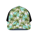 Palm Tree Tropical Pattern Print Black Mesh Trucker Hat