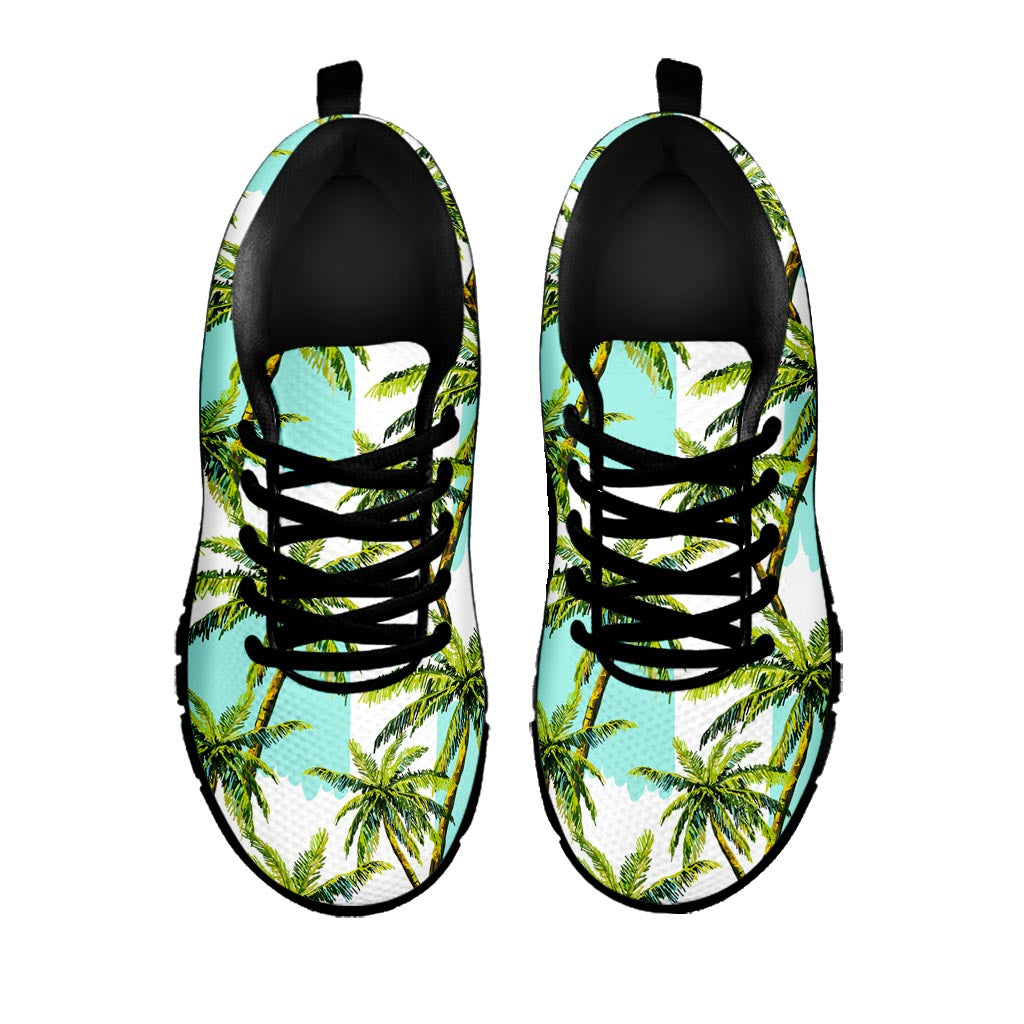 Palm Tree Tropical Pattern Print Black Running Shoes