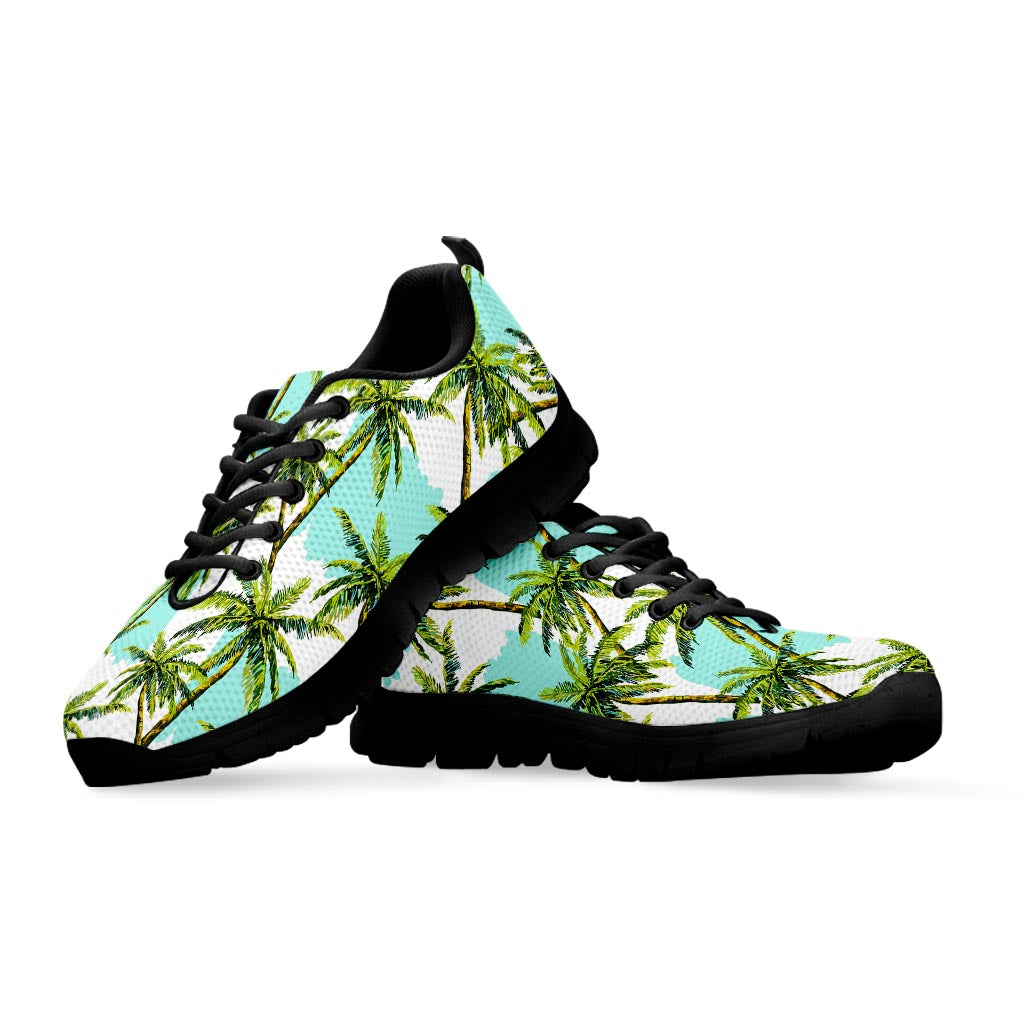 Palm Tree Tropical Pattern Print Black Running Shoes
